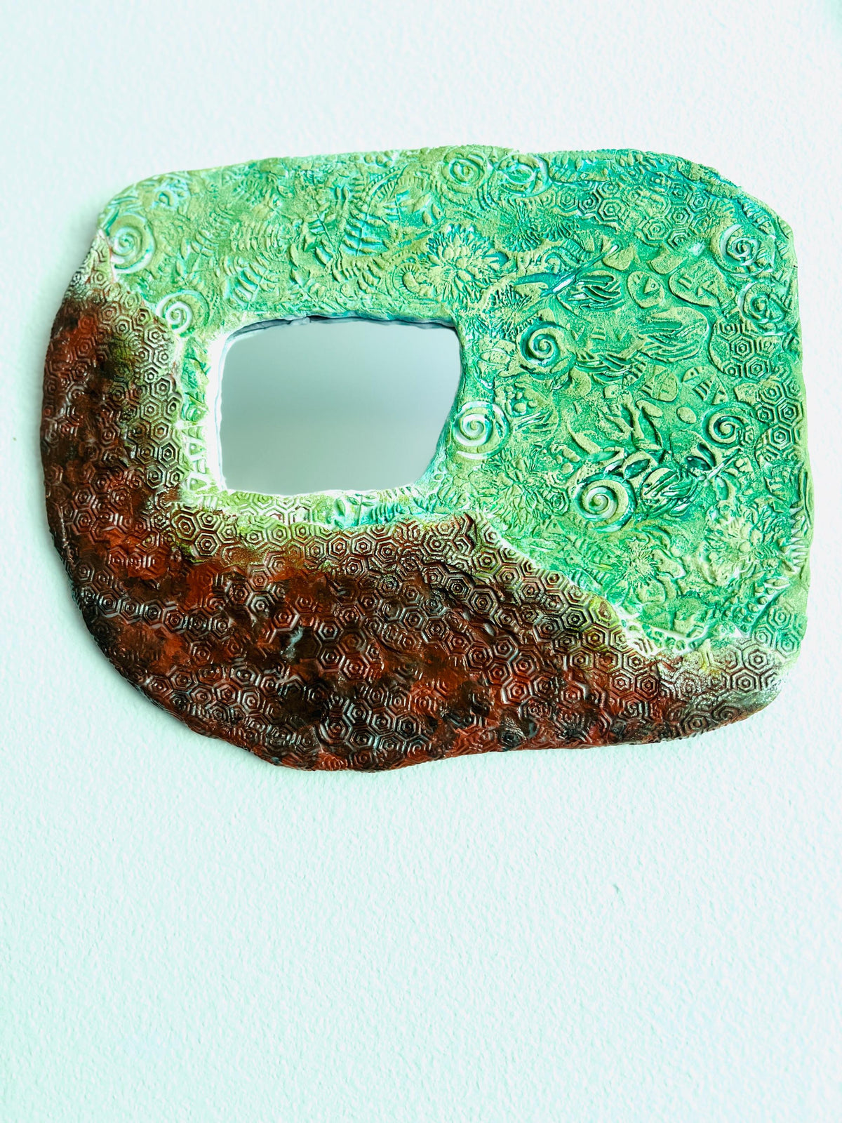 Handcrafted Recycled Paper & Clay Mirror | Wall Decor