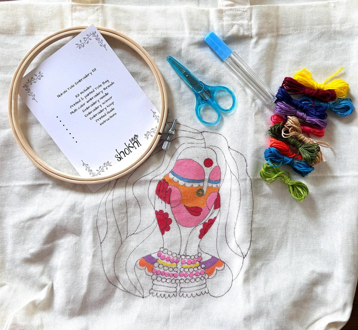 Nokshi Tote Bag Embroidery Kit | Sewing Kit