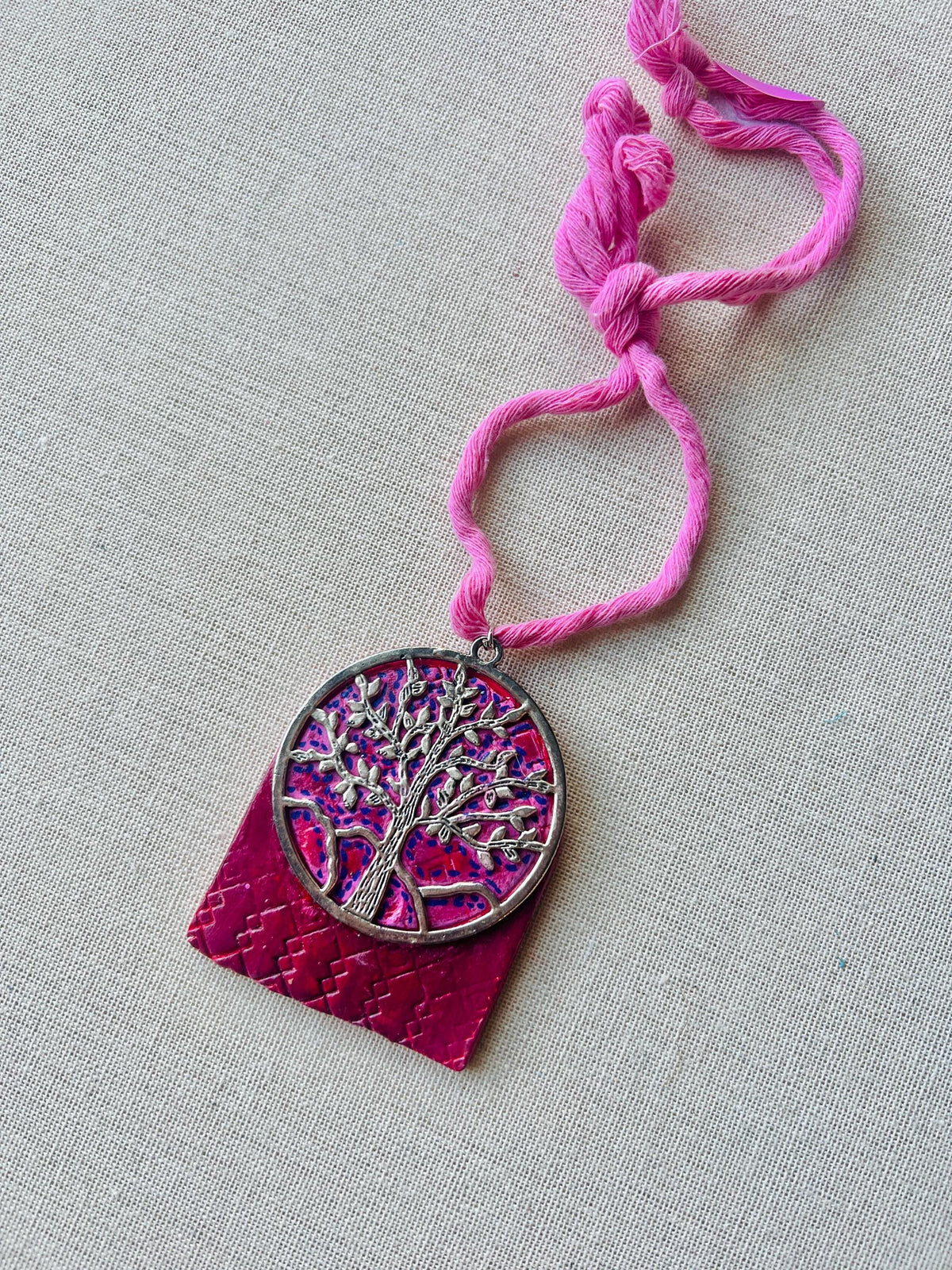 Brass Tree of Life Terracotta Pendant