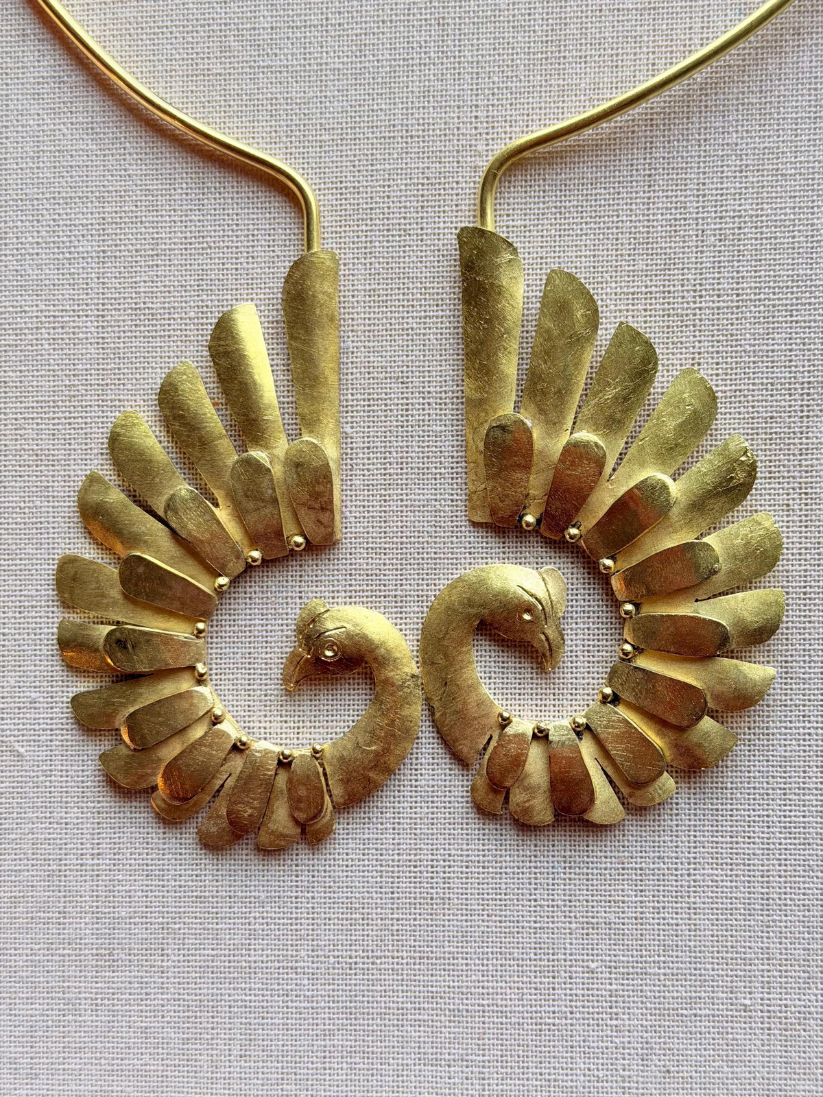 Hammered Brass Peacock Neckpiece | Jewelry