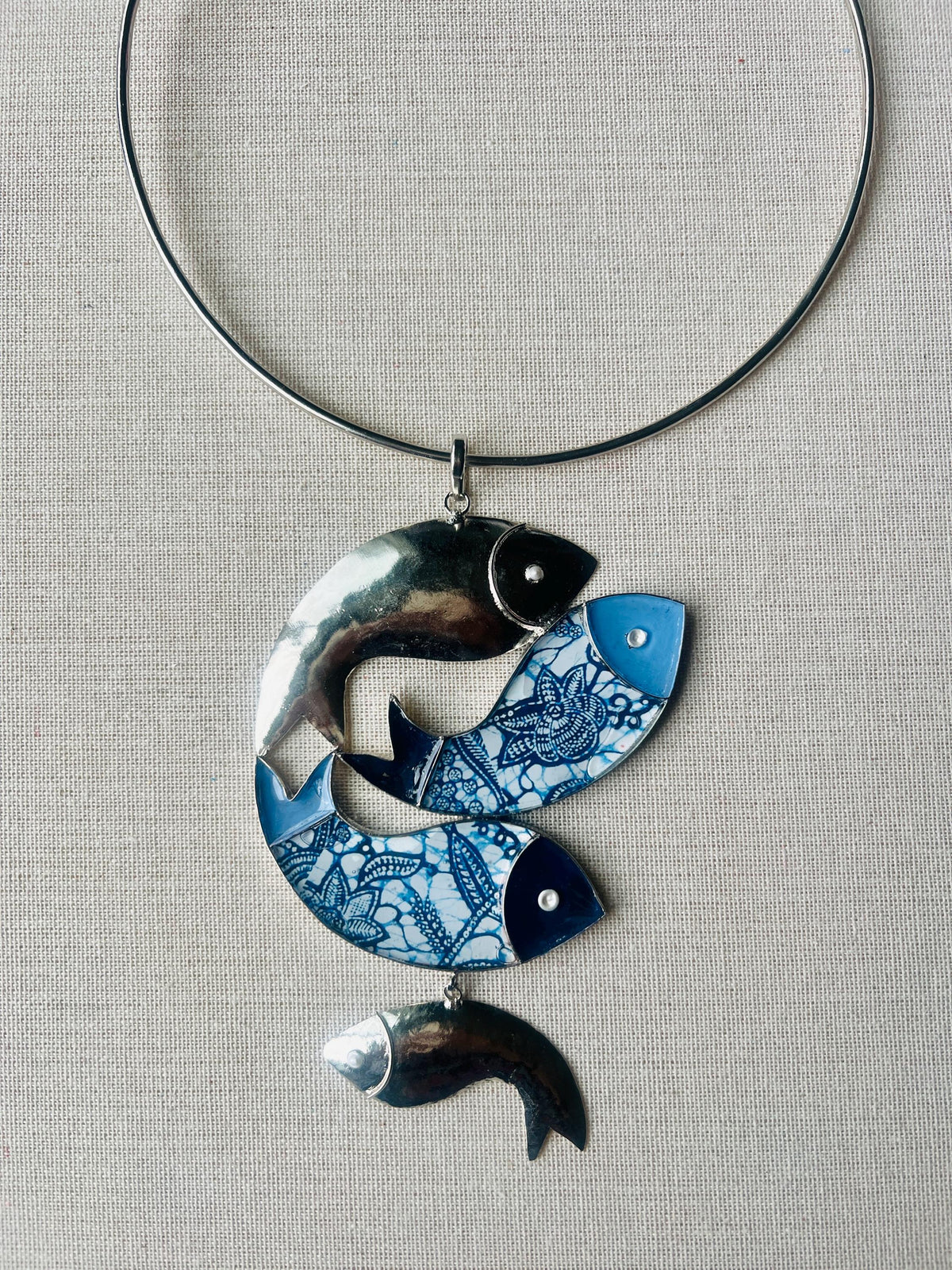 Brass & Resin Fish Pendant Necklace