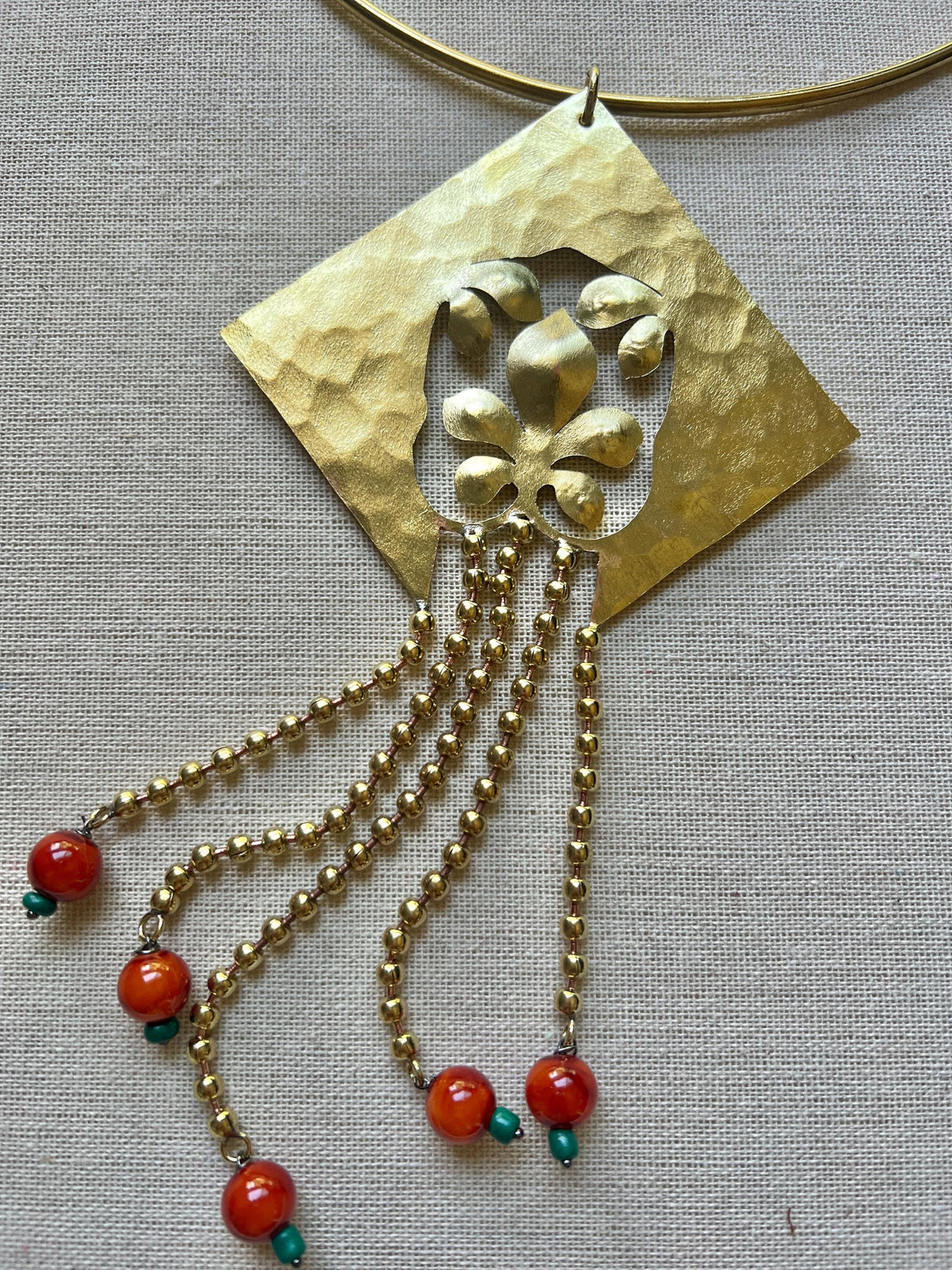 Hammered Brass & Stone Choker | Jewelry