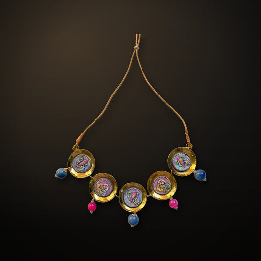Painted Bird Disc Necklace