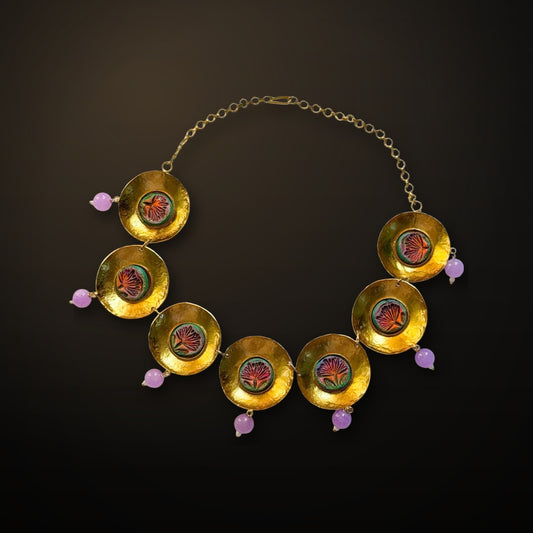 Painted Blossom Disc Necklace