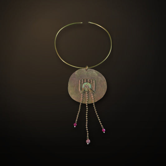 Hammered Brass Plate with Terracotta Choker