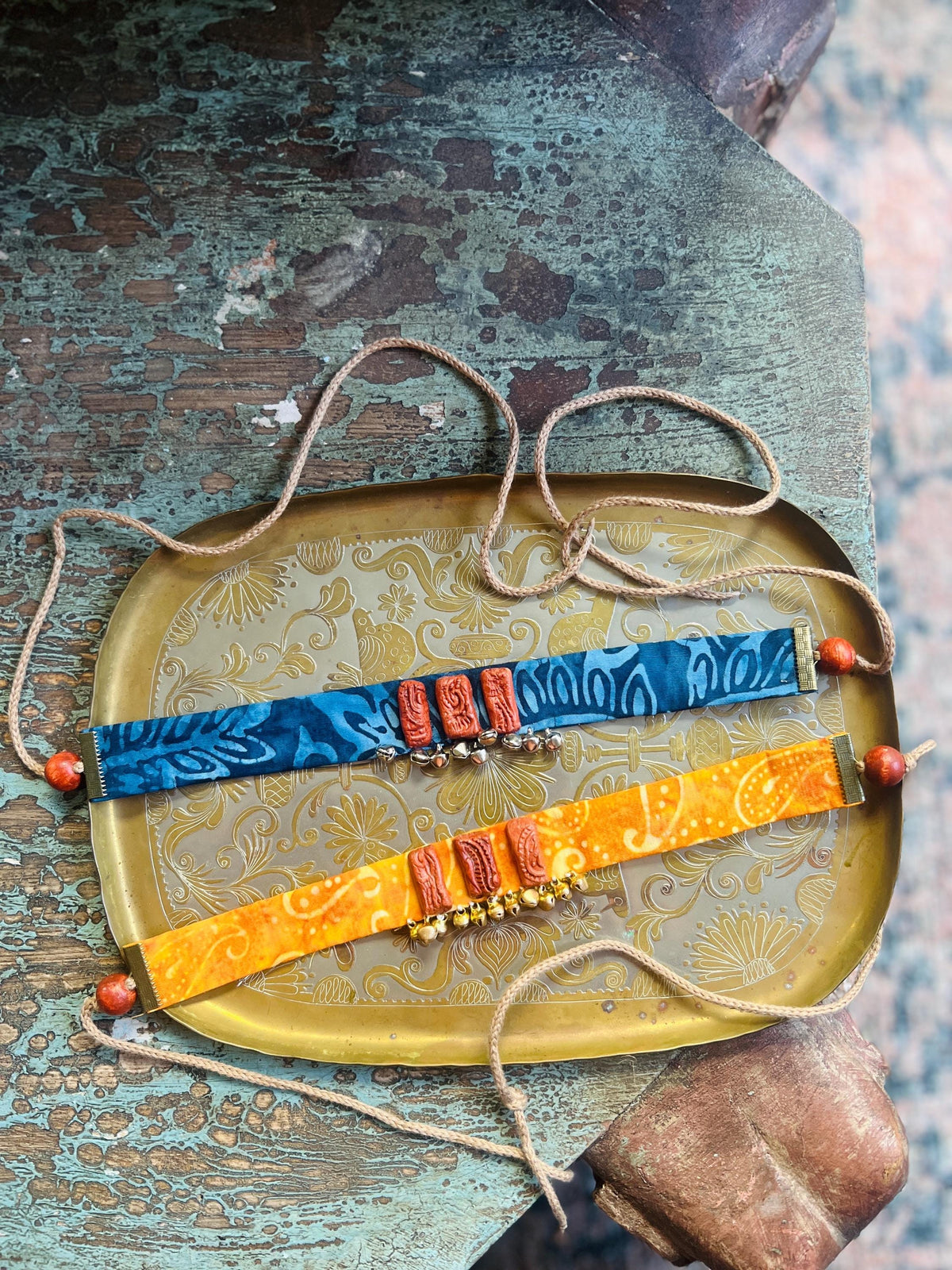 Handcrafted Recycled Fabric Beads and Terracotta Choker