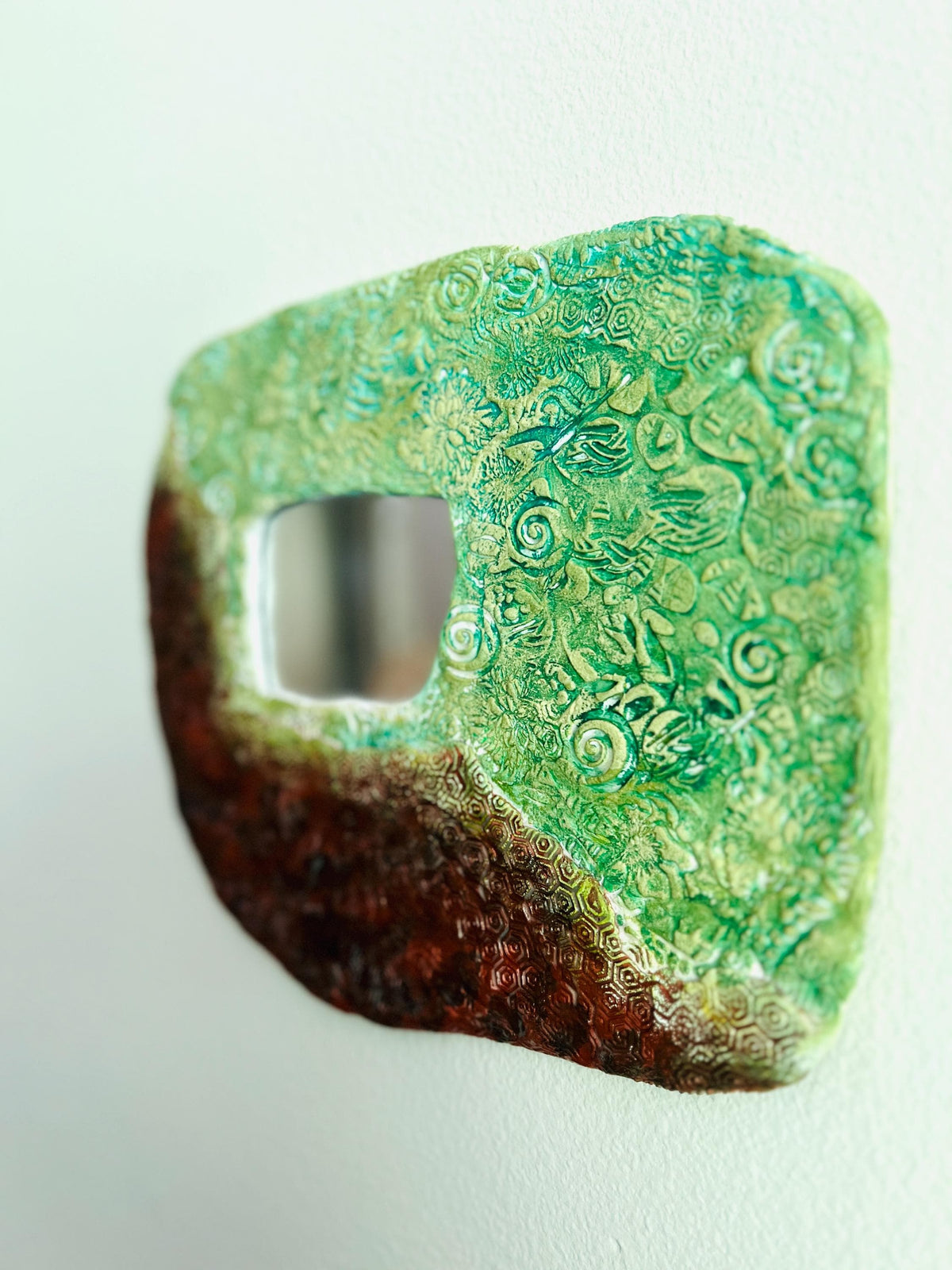 Handcrafted Recycled Paper & Clay Mirror | Wall Decor