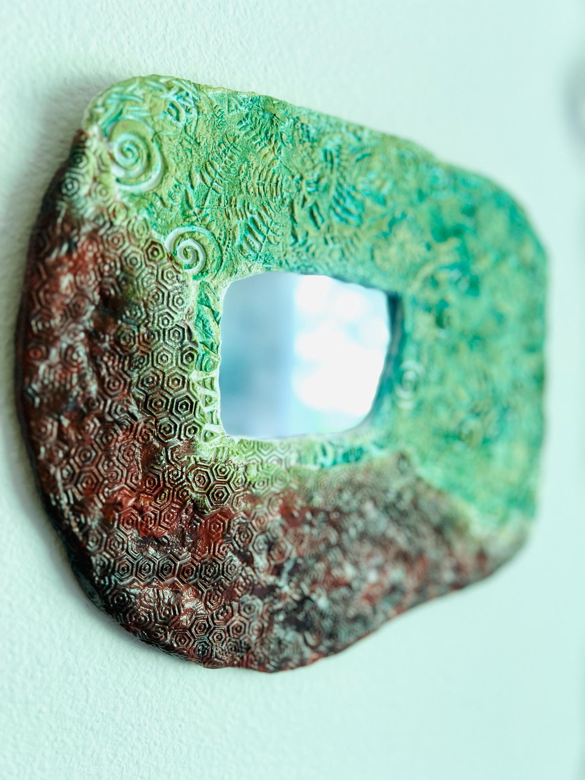 Handcrafted Recycled Paper & Clay Mirror | Wall Decor