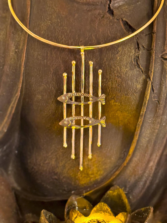 Hammered Brass Fish Choker
