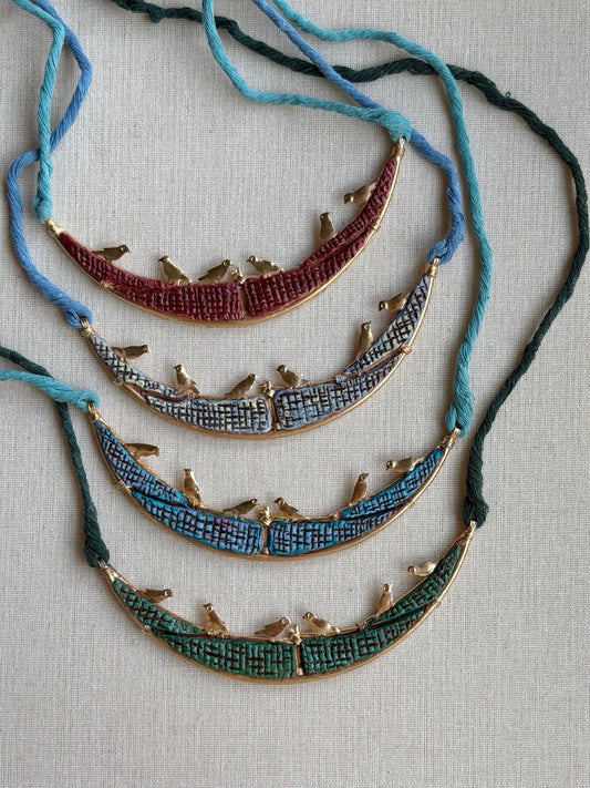 Hammered Brass Birds Choker