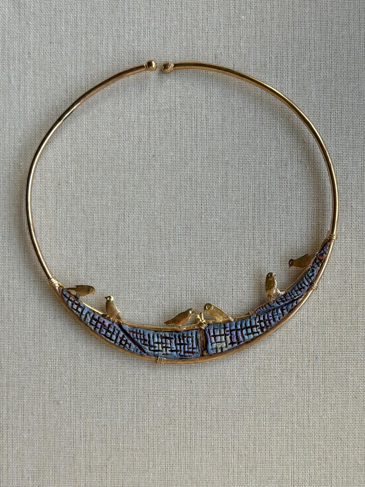 Hammered Brass Birds Choker