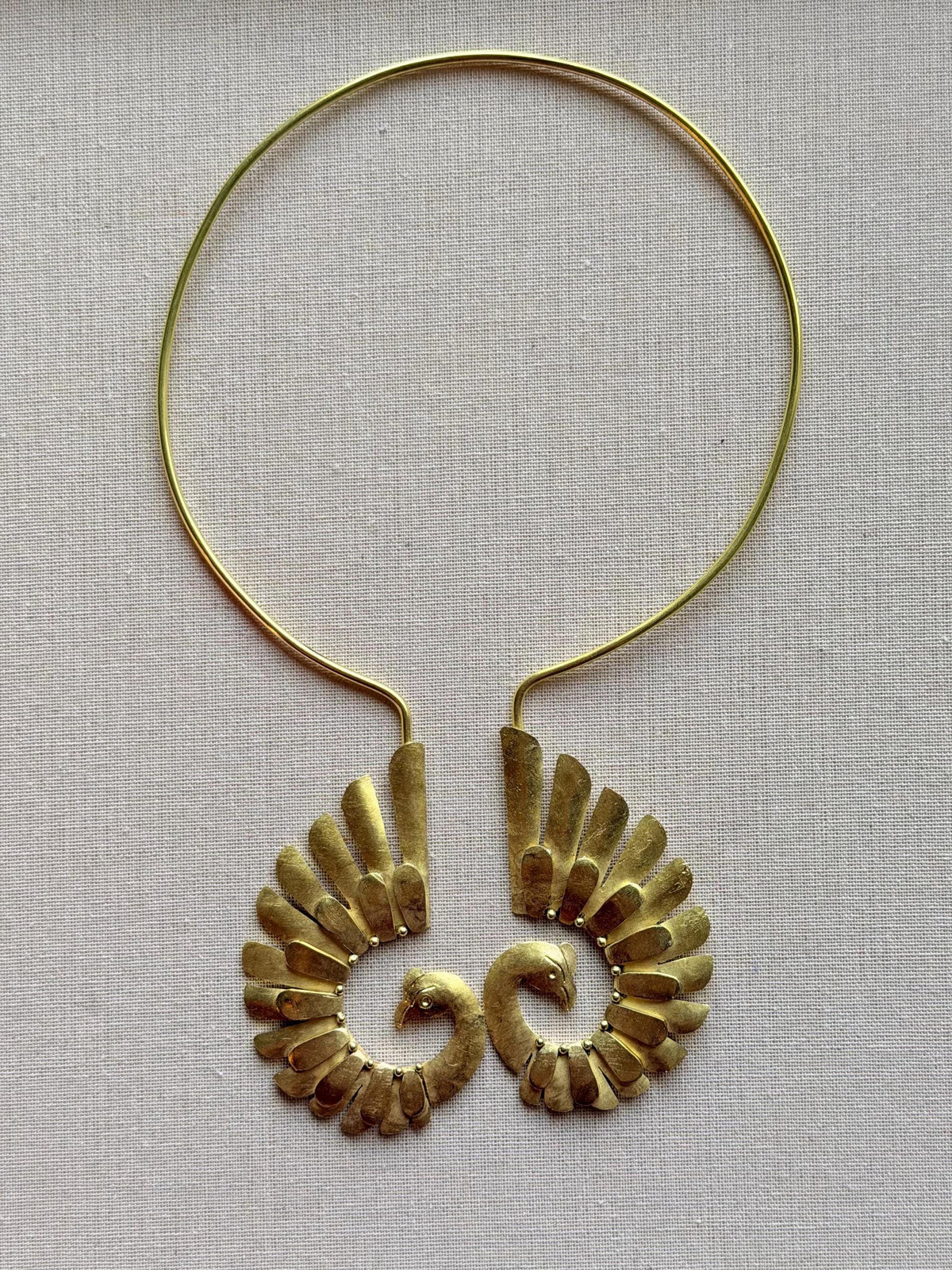 Hammered Brass Peacock Neckpiece | Jewelry