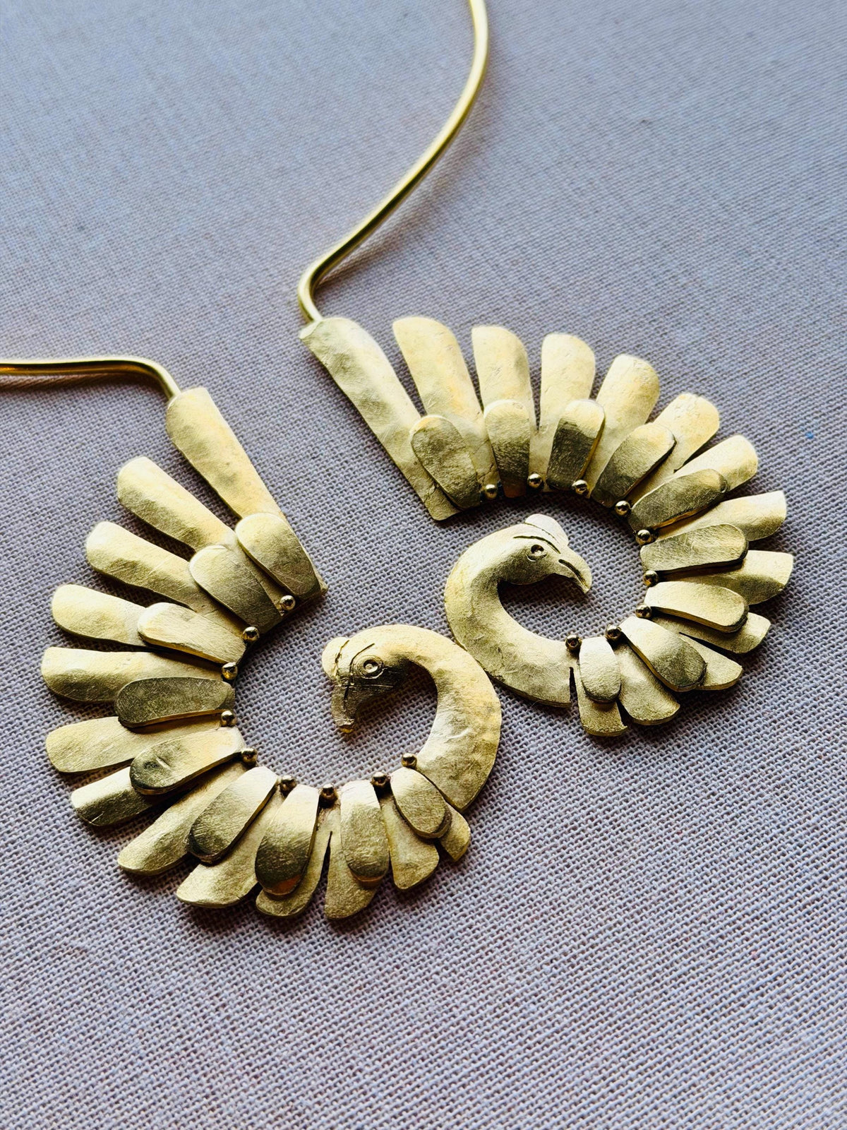 Hammered Brass Peacock Neckpiece | Jewelry