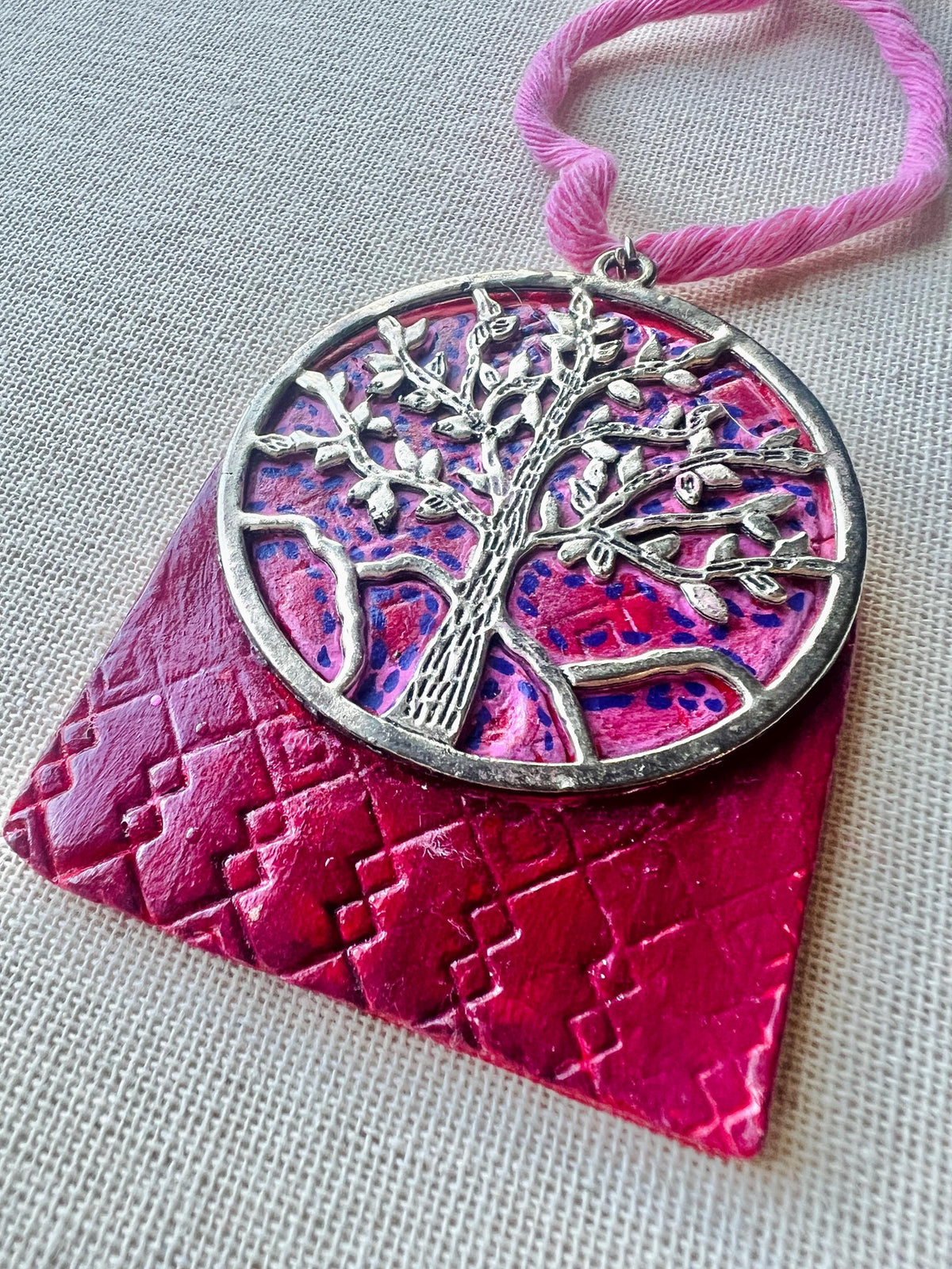 Brass Tree of Life Terracotta Pendant
