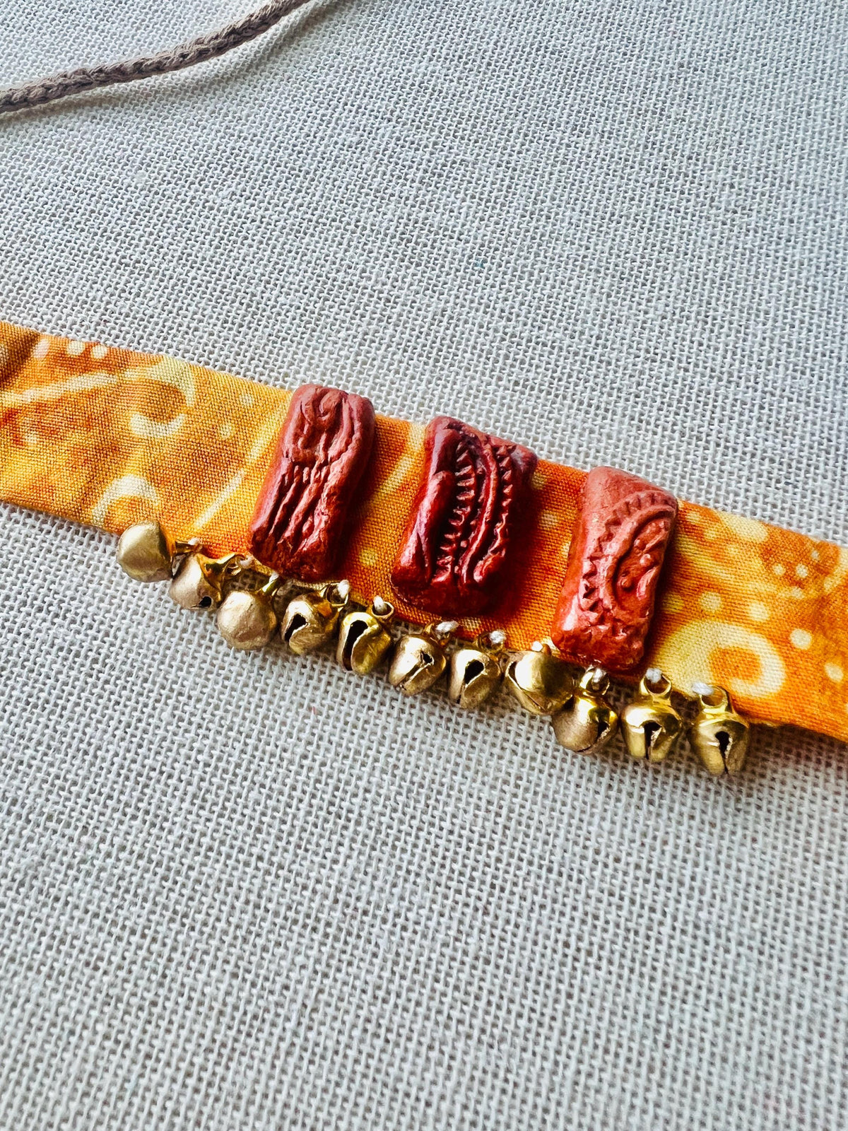 Handcrafted Recycled Fabric Beads and Terracotta Choker