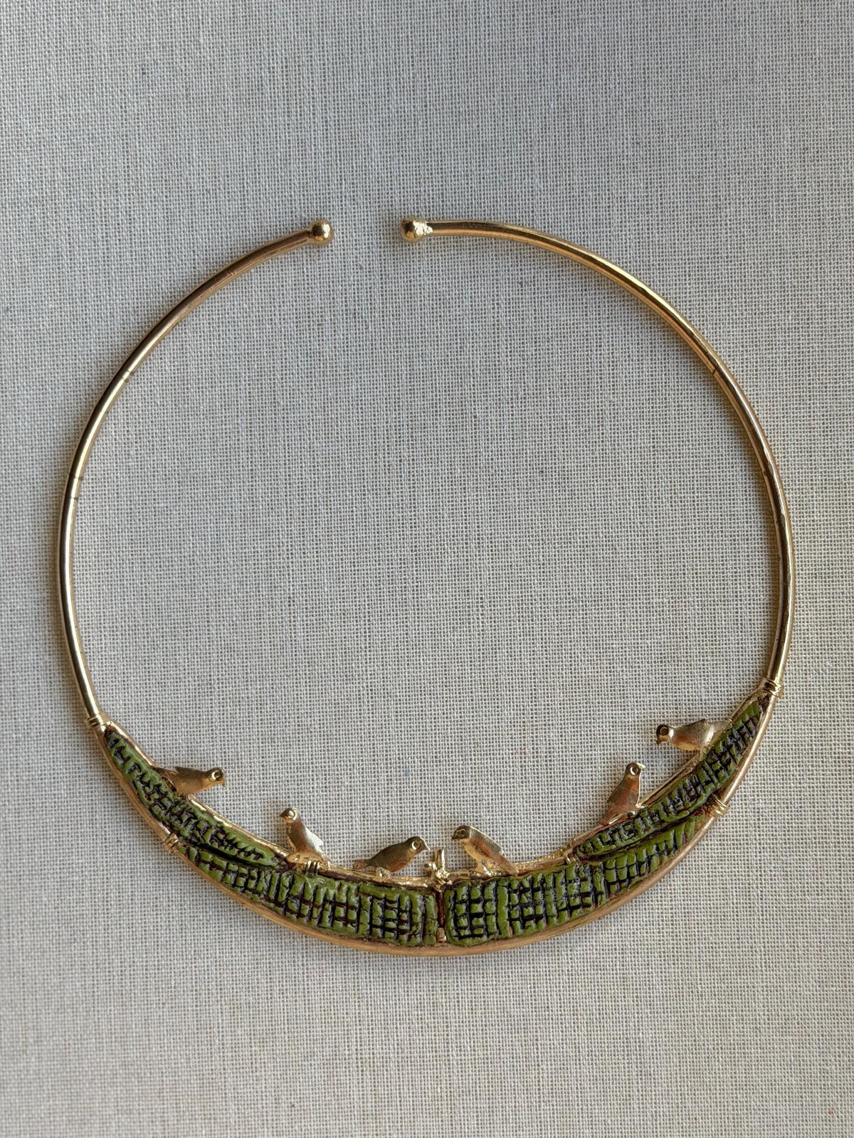 Hammered Brass Birds Choker
