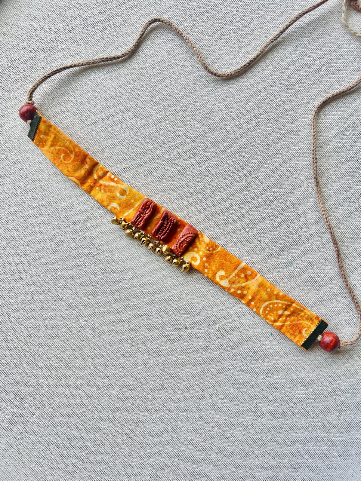 Handcrafted Recycled Fabric Beads and Terracotta Choker