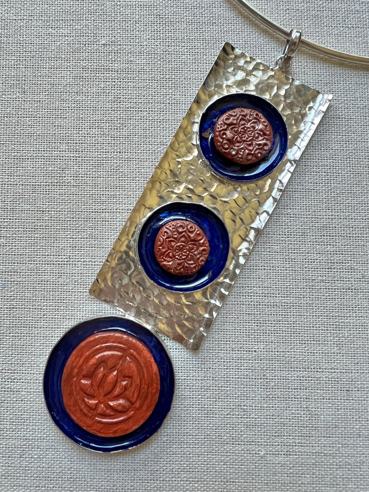 Brass Resin and Clay Rectangular Pendant Hasli Choker