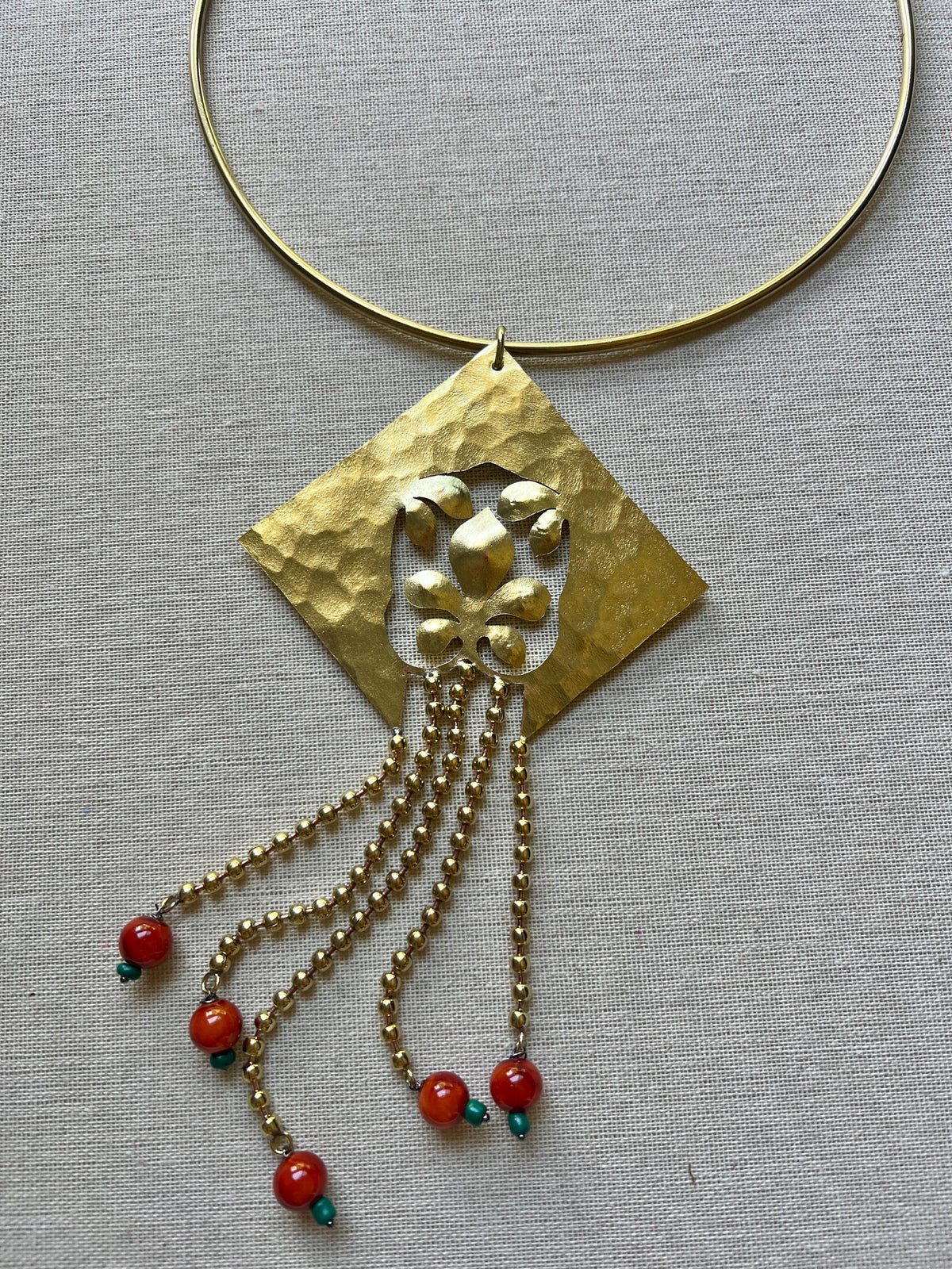 Hammered Brass & Stone Choker | Jewelry